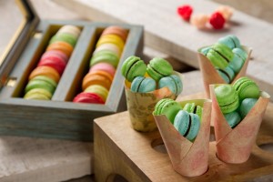 Macaroons available as Rs. 1,450  for 16 macaroons (Box size: 6"x10") 